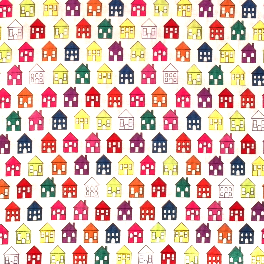 Quilting Fabric - Colourful Houses from Quilters Basic Perfect By Stof Fabrics 4519 110