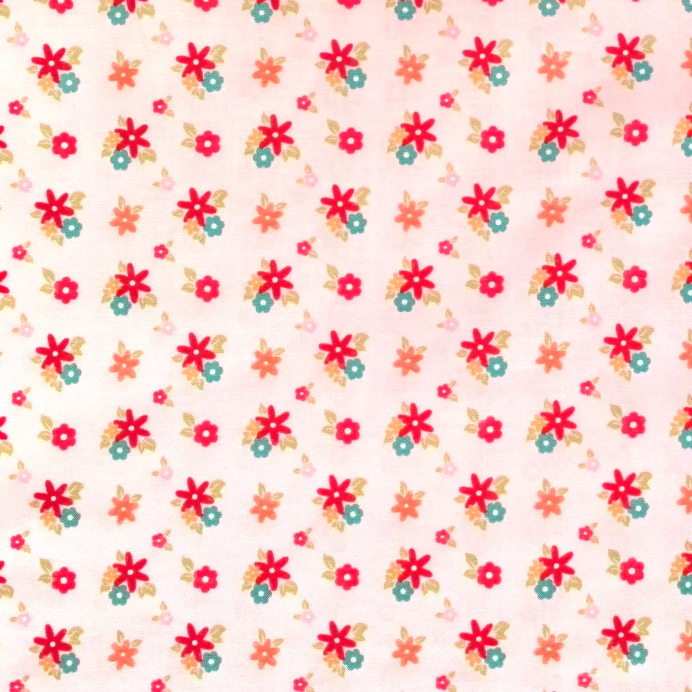 Quilting Fabric with Small Flowers on Pink from Fine & Dandy by Lori Whitlock for Riley Blake Designs