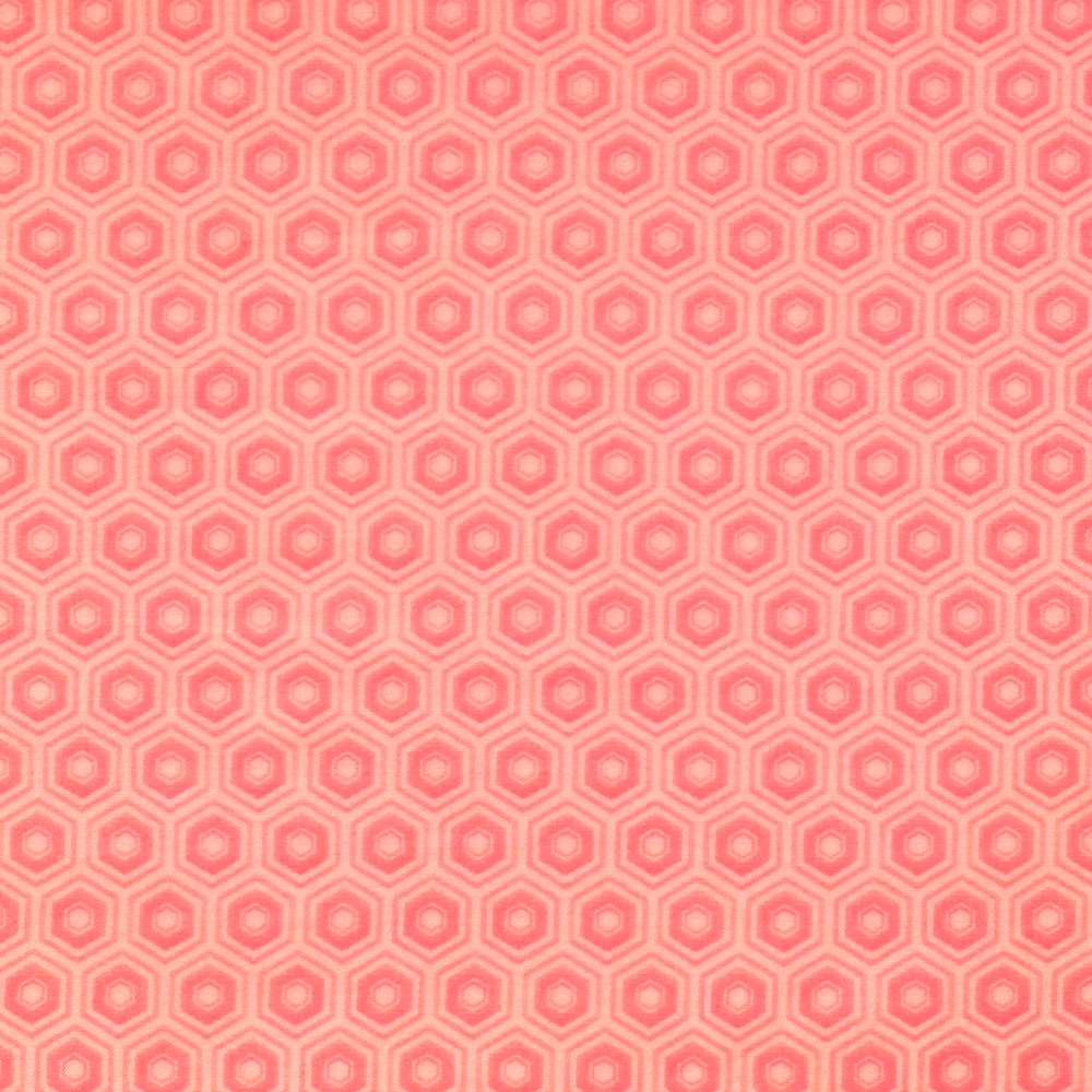 Quilting Fabric with Honeycomb on Coral Pink from Mixology by Camelot Design Studio for Camelot Fabrics