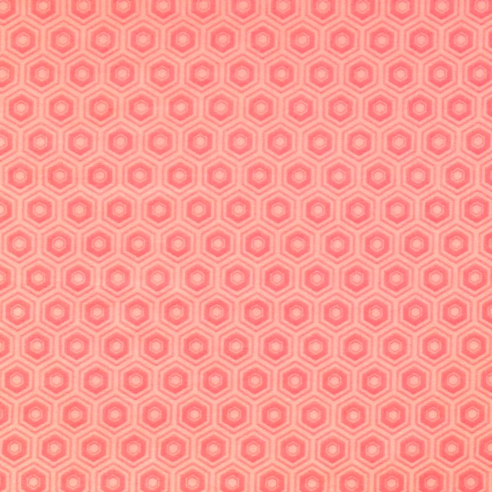 Quilting Fabric with Honeycomb on Coral Pink from Mixology by Camelot Design Studio for Camelot Fabrics