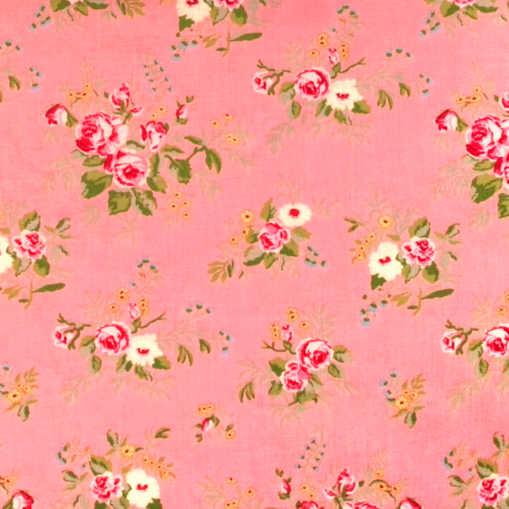 Quilting Fabric with Rose Blossom on Pink from Windermere by Brenda ...
