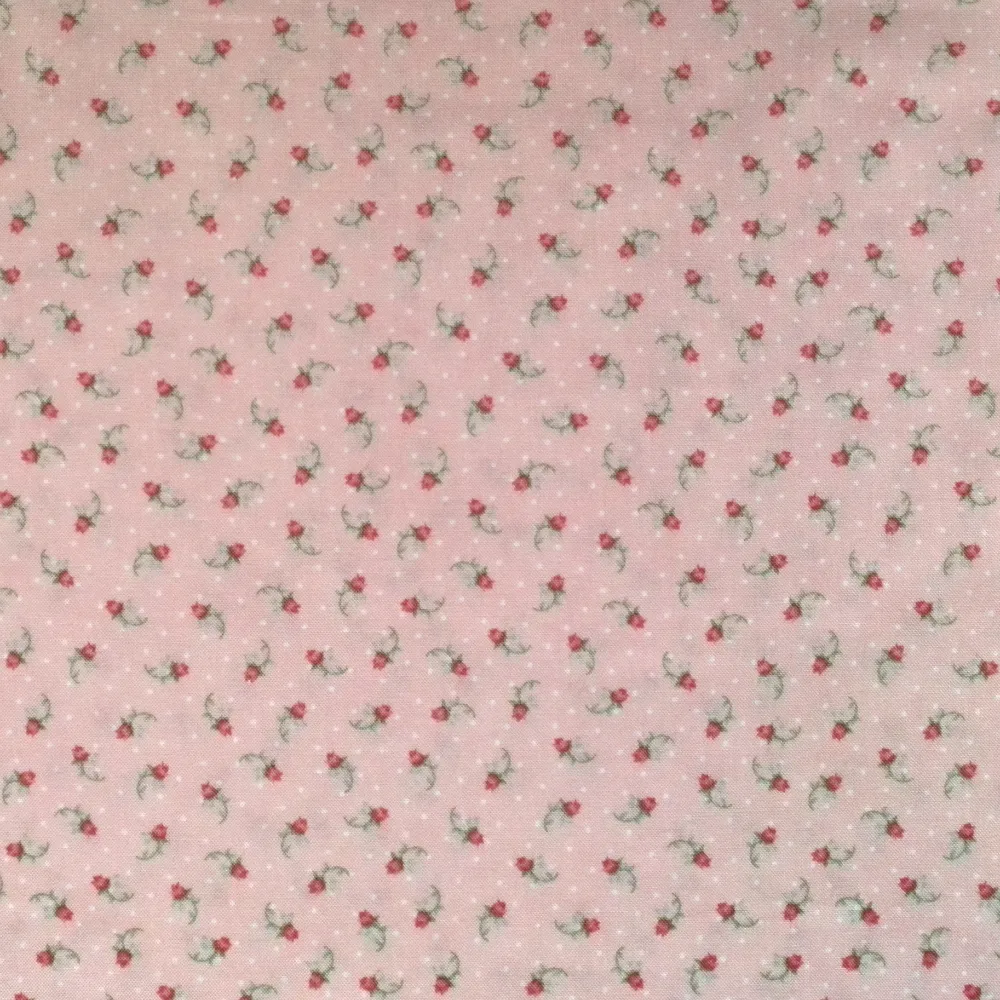 Quilting Fabric with Delicate Roses on Pink from Gentle Garden by Mary Jane Carey for Henry Glass