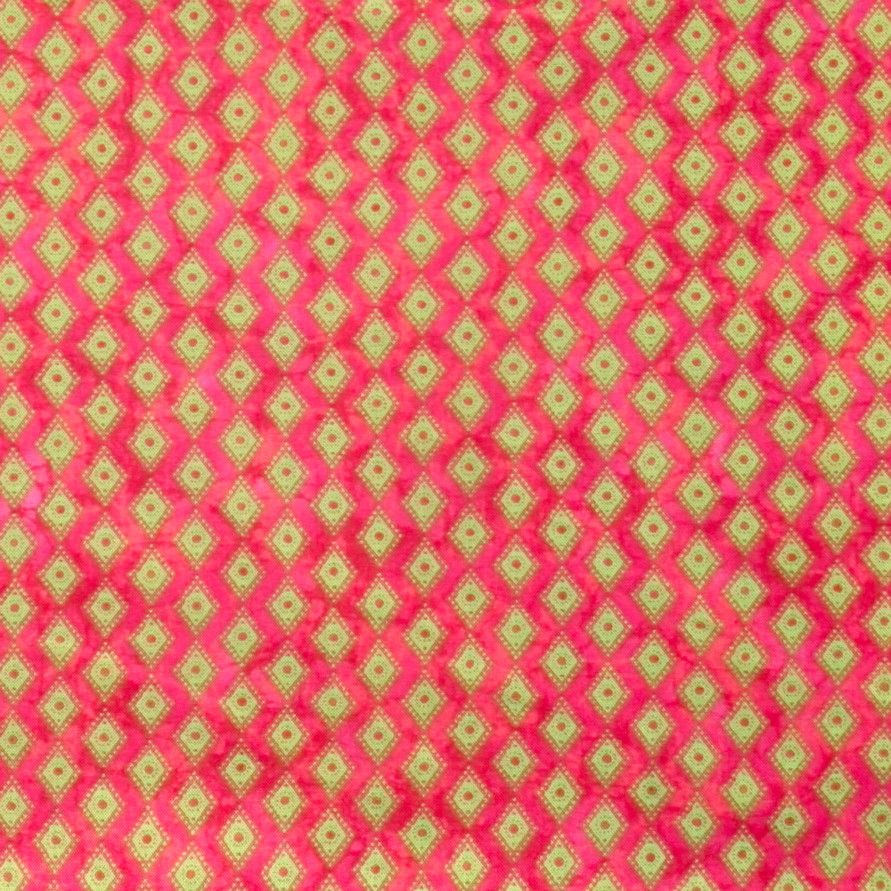 Quilting Fabric with Diamonds on Pink Batik from Karma by Northcott Fabrics