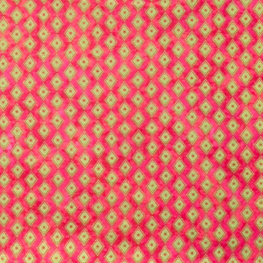 Quilting Fabric with Diamonds on Pink Batik from Karma by Northcott Fabrics