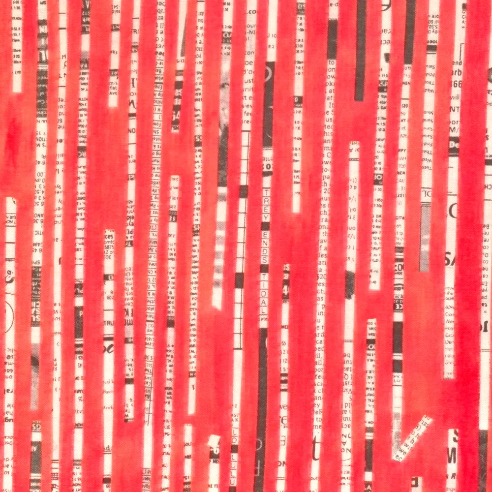 Quilting Fabric - Red Newspaper Strips from Collage by Carrie Bloomston for Windham  36528 7