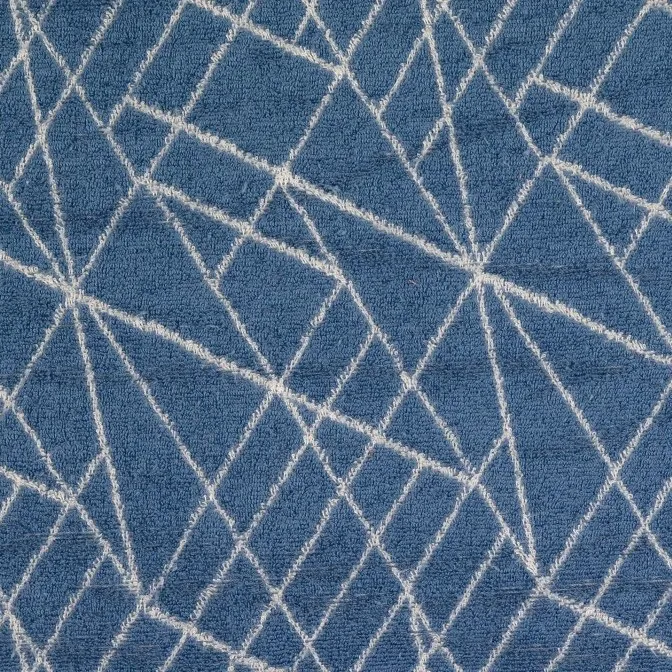  Jaquard Towelling Fabric  - Abstract Blue 