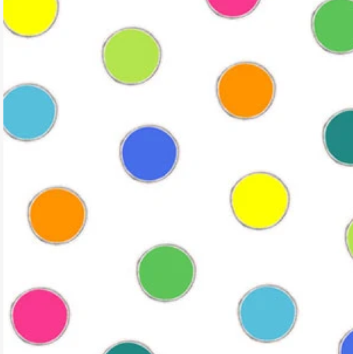 Quilting Fabric - Multicoloured Spots on White from Alphabet Soup by Delphine Cubitt for Henry Glass 