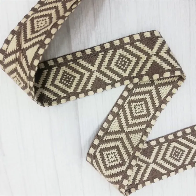 Bag Webbing - Taupe Aztec Braid 38mm Wide