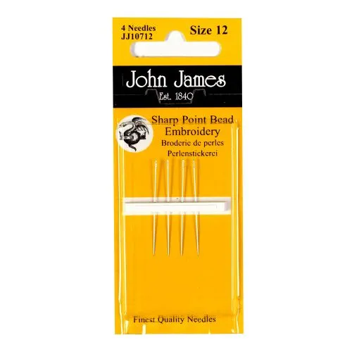 Sharp Point Bead Embroidery Needles in Size 12 by John James