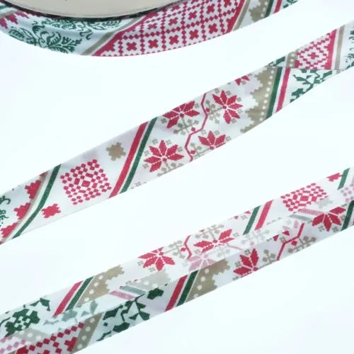 Bias Binding Christmas Print Col 347 - 18mm Wide by Fany