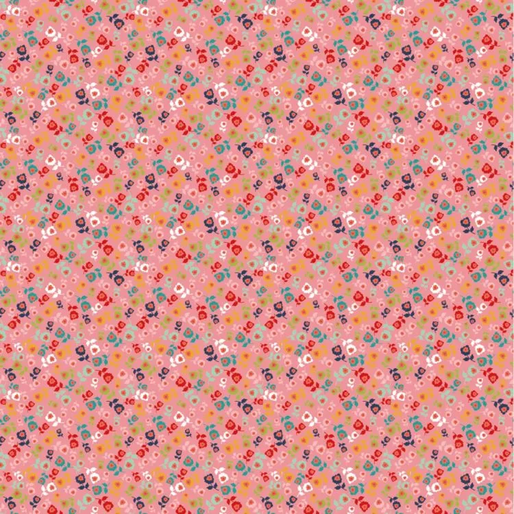 Quilting Fabric - Small Flowers on Pink from Betsy's Sewing Kit by Poppie Cotton Collection BK22116