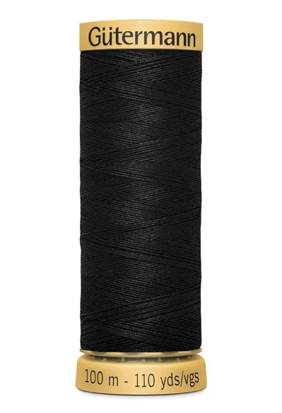 Gutermann Sew All Thread - Black 100% Cotton Colour 5201