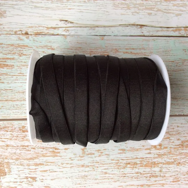 12mm Satin Plush Backed Bra Elastic - Black