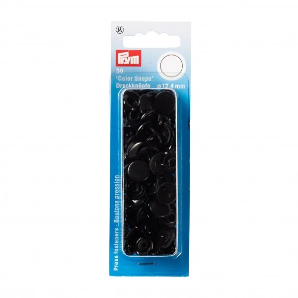 Snap Fasteners - 12.4mm in Black by Prym 393 105