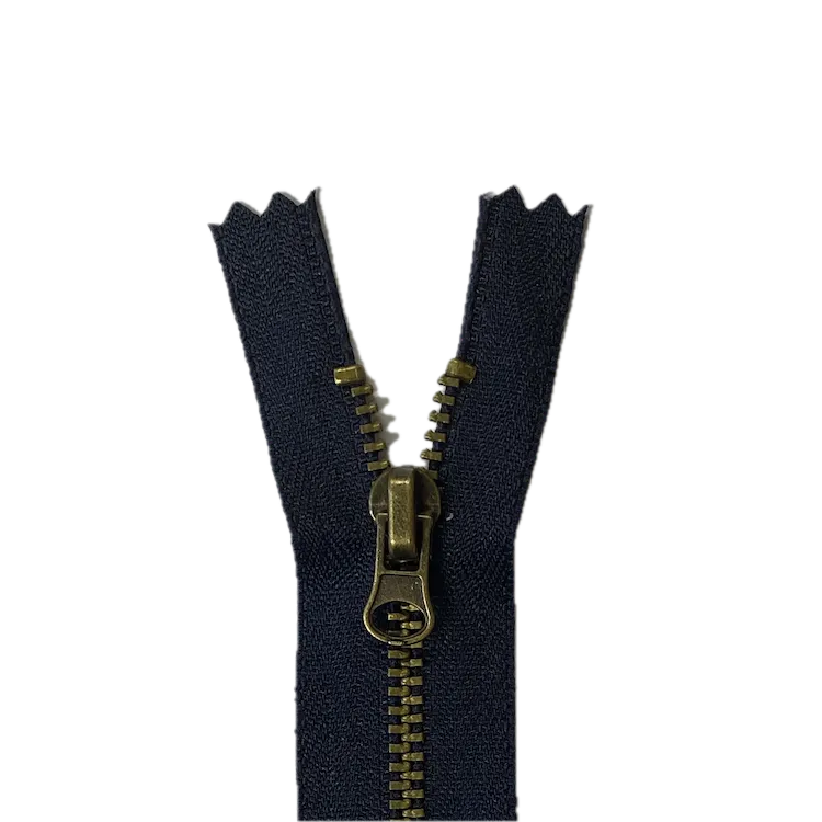 Zip - 14cm Jeans Antique Brass - Black 732