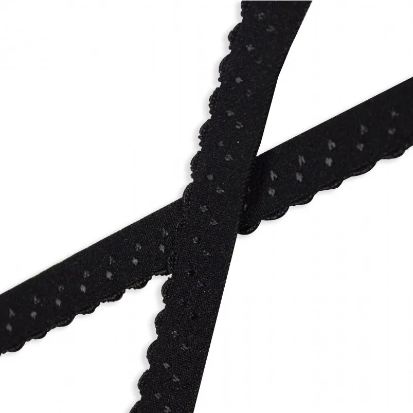 Fold Over Bias Picot Elastic in Black