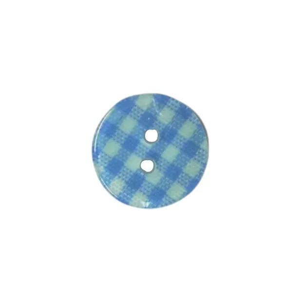 Buttons - 12mm Plastic Gingham in Baby Blue