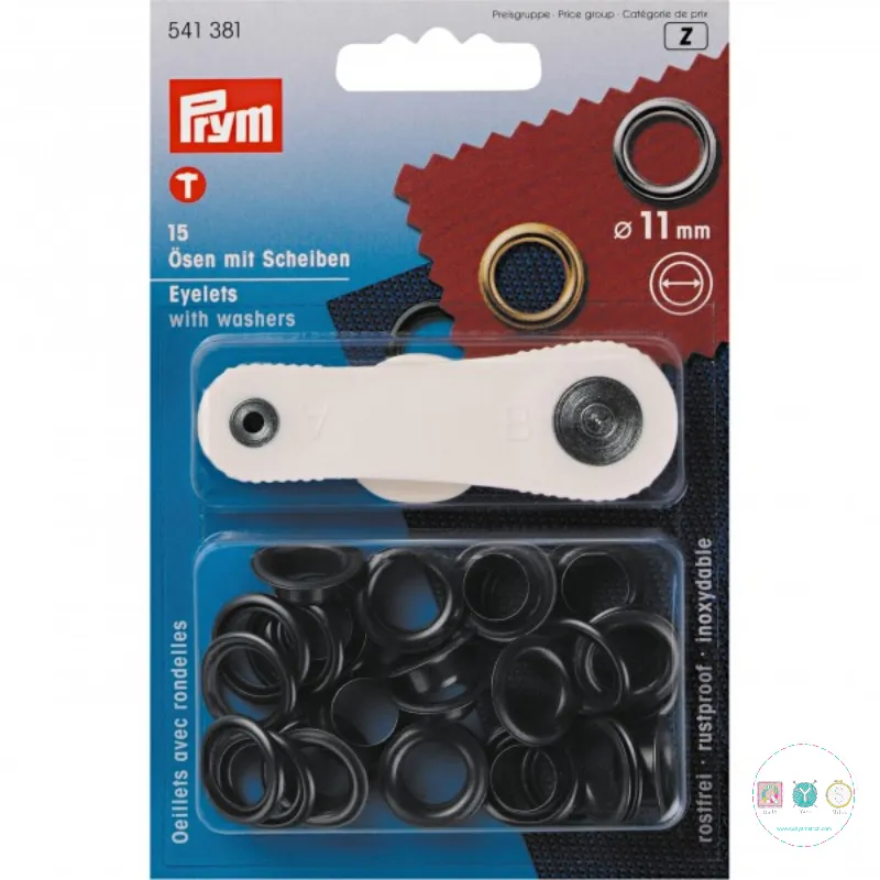 Prym - Antique Black - 11mm - Eyelets & Washers - 5413819 - Dressmaking & Bag Making