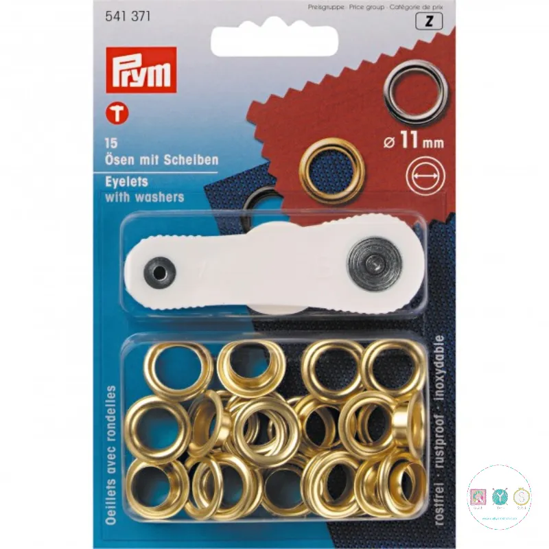 Prym - Gold - 11mm - Eyelets & Washers - 5413819 - Dressmaking & Bag Making Hardware