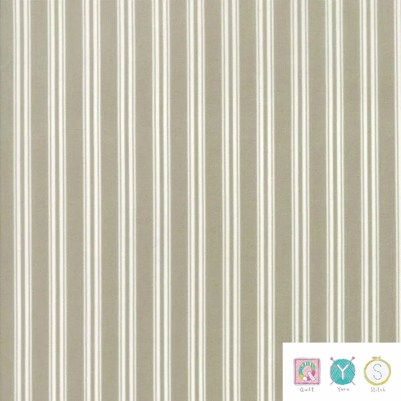 Quilting Fabric - Cream Stripes on Brown from Darling Little Dickens by Lydia Nelson for Moda Fabric