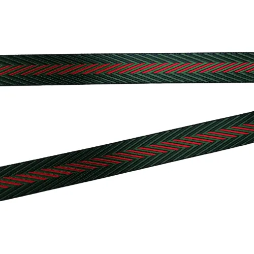 Bag Webbing - 25mm Chevron Navy Green Red 