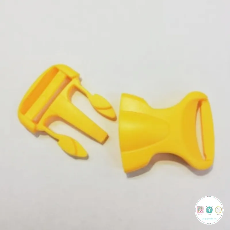 Bum Bag Clip - Yellow - Plastic - Side Release - 25mm - Buckle - Bag Hardware - Haberdashery