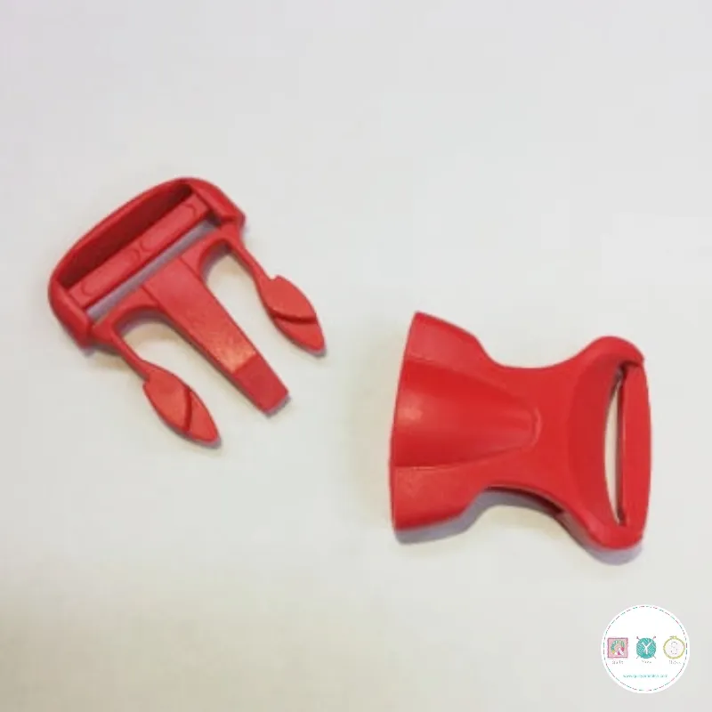 Bum Bag Clip - Red - Plastic - Side Release - 25mm - Buckle - Bag Hardware - Haberdashery