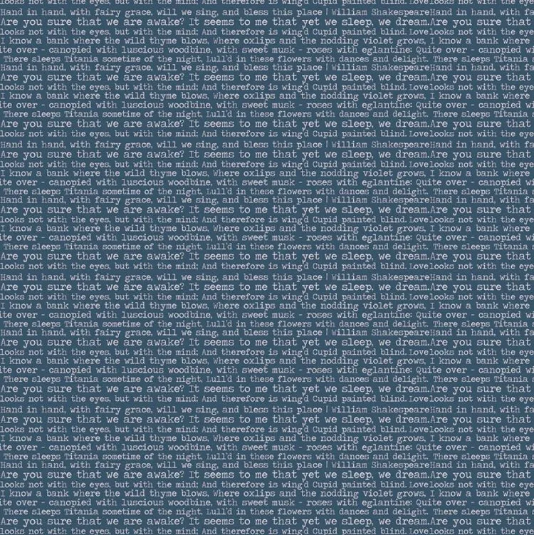 Quilting Fabric - Text from Whimsical Romance by Keera Job for Riley Blake Designs C11085R-Denim