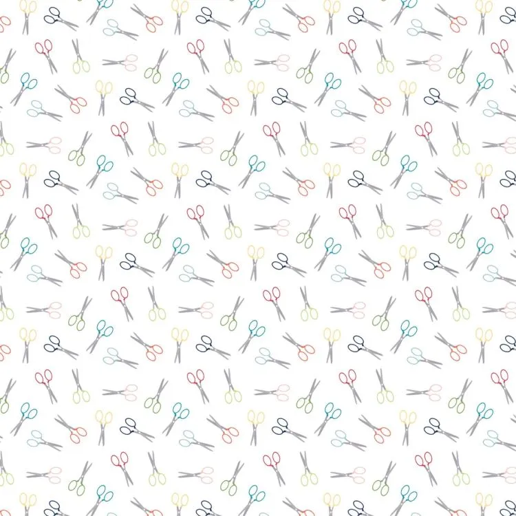 Quilting Fabric - Little Scissors on White from Sew Much Fun by Echo Park Collection for Riley Blake C12453R