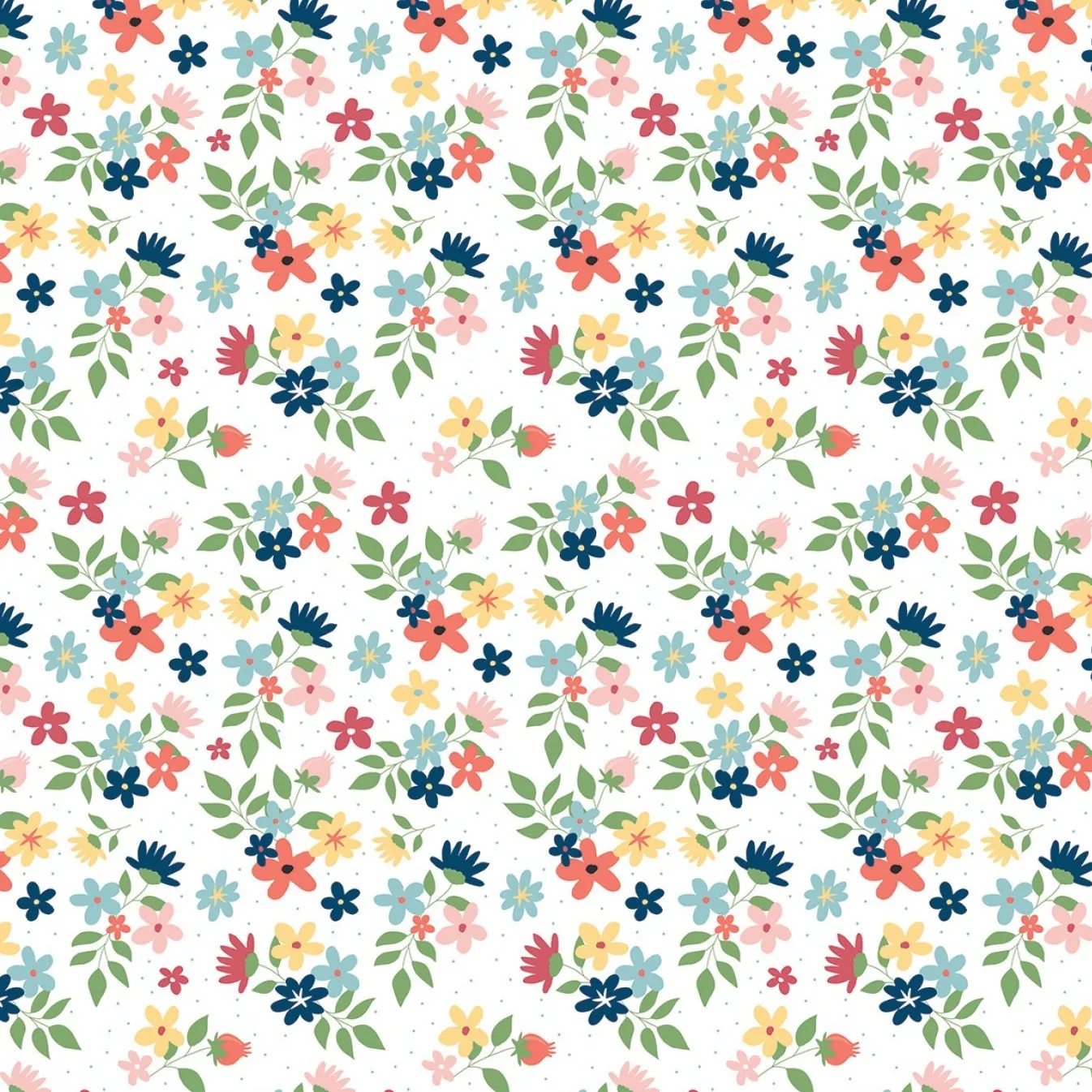 Quilting Fabric - Floral on White from Sew Much Fun by Echo Park Collection for Riley Blake C12456R