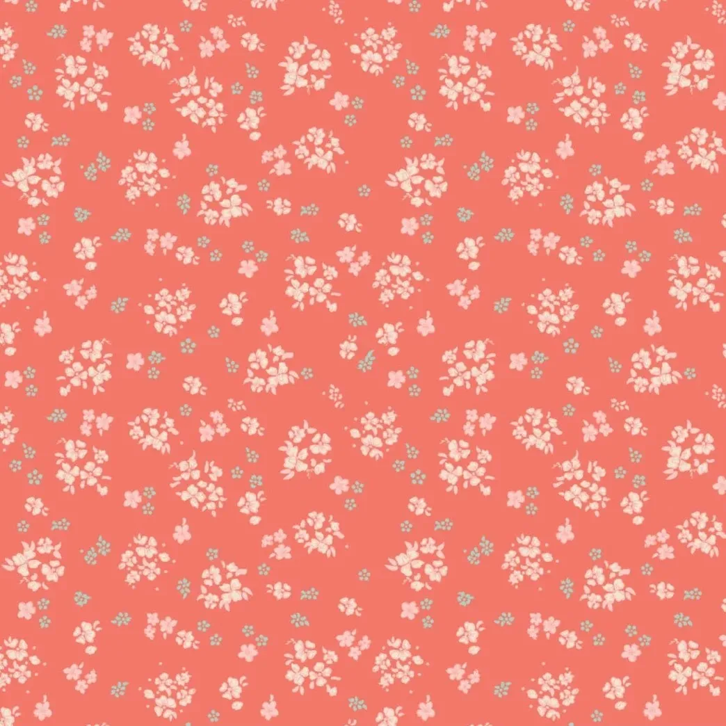 Quilting Fabric - Aberdeenshire Floral on Coral from The Nottingham by Laura Ashley for Camelot 7140804 05