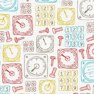 REMNANT - 1.96m - Quilting Fabric - Clocks On Beige from Take Flight for Camelot