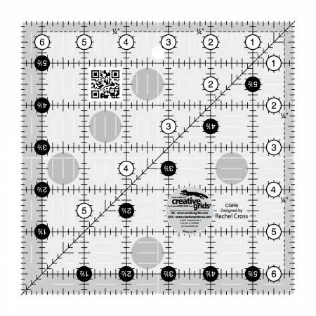 Patchwork & Quilting Ruler - 6.5" Square by Rachel Cross for Creative Grids CGR6