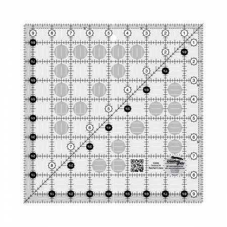 Patchwork & Quilting Ruler - 9.5" Square by Rachel Cross for Creative Grids CGR9