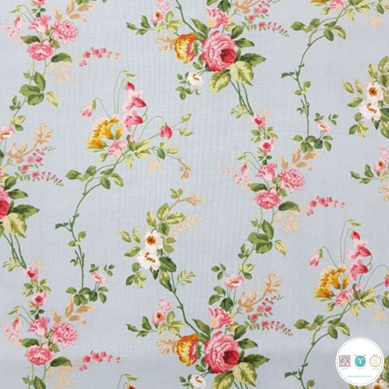 Charlotte - Blue Vintage Floral Cotton - by Deborah Edwards for ...