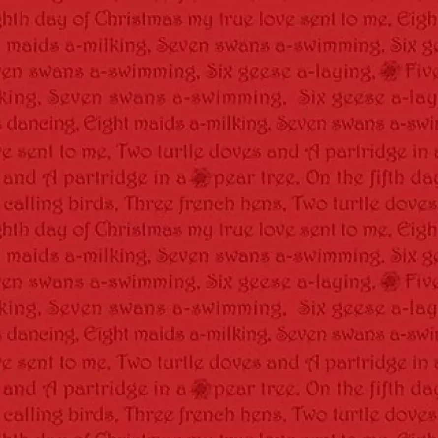 REMNANT - 0.25m - Quilting Fabric - 12 Days Lyrics on Red from 12 Days Christmas by Sharon Montgomery for Northcott DP23459