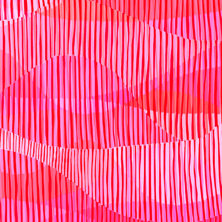Rayon Fabric with Abstract Lines in Pink and Red Tones from Chroma by Dashwood Studios