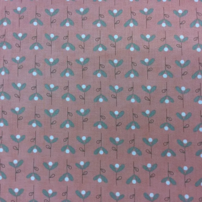 Quilting Fabric with Stems on Pink from Corner of 5th and Fun by Sandy Gervais for Moda