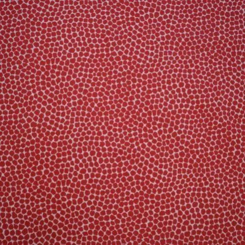 REMNANT - 1.10m - Deadstock - Cotton Blend Lawn Fabric - Red Spots On Ecru 