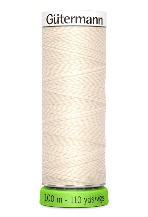 Gutermann Sew All Thread - Cream Recycled Polyester rPET Colour 802