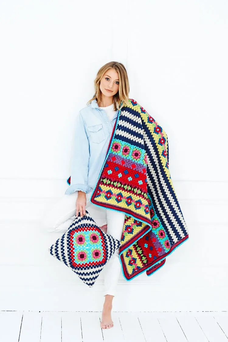 Crochet Pattern - Stylecraft 9528 DK Boho Blanket And Cushion