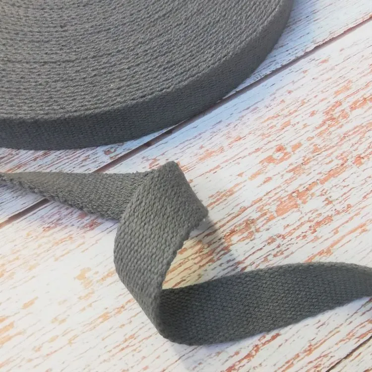 Bag Cotton Webbing - Dark Grey 25mm Wide