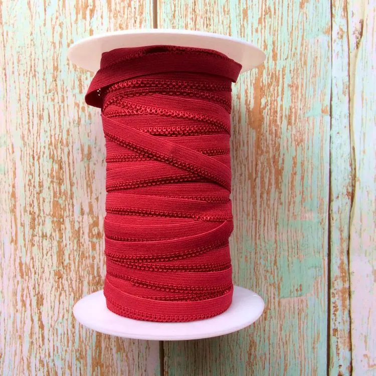 10mm Picot Edge Knicker Elastic - Dark Red