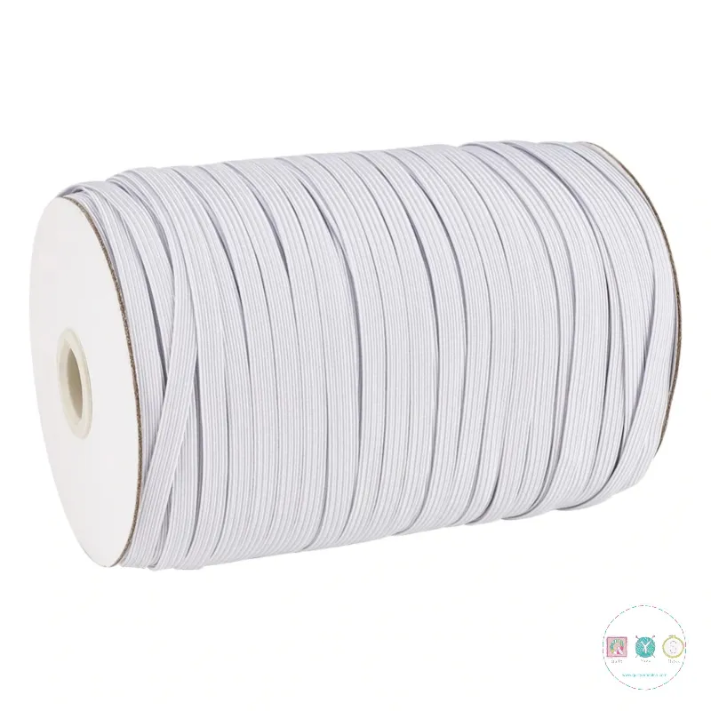 Elastic - 5mm - White - Flat Corded - Trim - Haberdashery