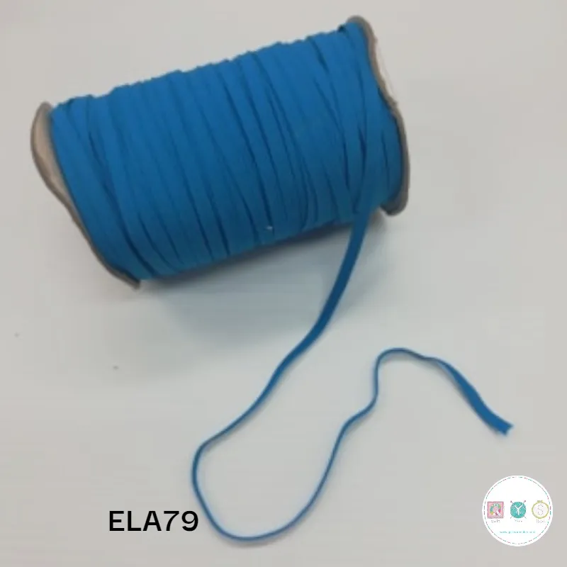 Mid Blue Flat Elastic - 6mm - Haberdashery