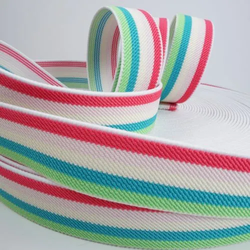 Elastic - 25mm Flat Elastic - Pastel Stripe