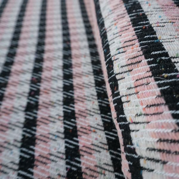Deadstock - Wool Blend Coat Fabric Pink and Black Chanel Style - Quilt Yarn  Stitch