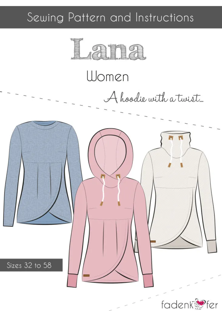 Fadenkafer - Lana Hoodie Women's Sewing Pattern EU Sizes 32 to 58