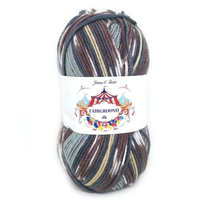 Yarn - James C Brett Fairground DK in Grey Brown Mix G05