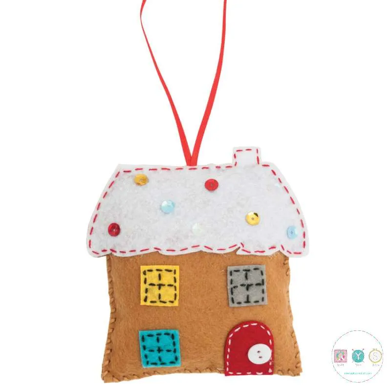 Make Your Own Felt Gingerbread House  - Christmas Tree Decoration - Beginners Festive Crafty Childrens Kit - by Trimits 